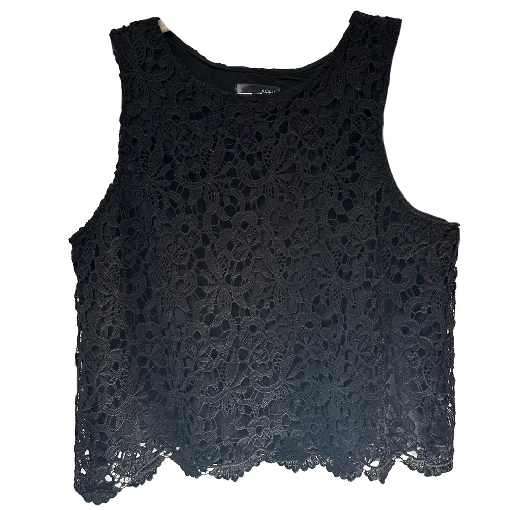Aqua Black Sleeveless Embellished Crop Top
